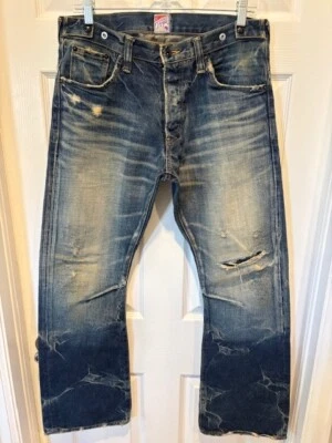 SUPER RARE!! $879 PRPS JAPAN GTO P29P02BB DARK BURNER SLIM BOOTCUT JEANS 31 W33 - Image 1 of 4