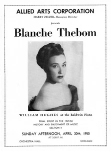 Blanche Thebom Chicago Orchestra Hall Program April 30, 1950 - Picture 1 of 4
