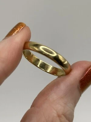 Anillo de alianza de boda tallado artístico de oro amarillo de 14 k Estate 3,2 gramos 3,5 mm tamaño 8,5 Foto 1 de 4