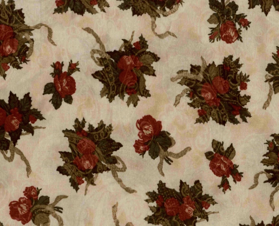 MODA 3 Sisters *HOLLYWOOD & VINES* Fabric Red Roses on IVORY - Image 1 of 1