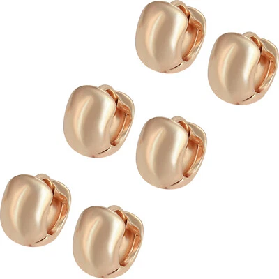 3 Pair 18k Rose Gold plated Huggie Hoop 9mm Solid Sleeper Earrings 6mm Wide Bulk - Image 1 of 4