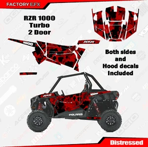 Red Distressed Camo Racing Graphics kit fits Polaris RZR 1000 2 Door 14-18 - Picture 1 of 2