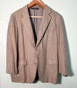 Vintage 1960s Brooks Brothers Hopsack TWEED 3/2 Roll Wool Silk Blazer Jacket 44R - Picture 1 of 10
