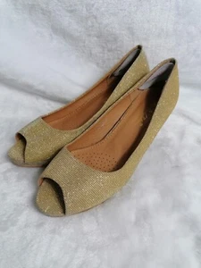 Jessy Ross Ladies Heels Court Shoes Size 5 EU 38 Gold Open Toe Heels, Party - Picture 1 of 5