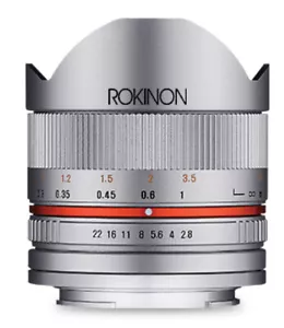 Lente compacta ojo de pez Rokinon 8 mm F2,8 (plata Sony E) - Imagen 1 de 4