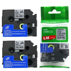 2/Confezione Etichettatrice 12mm Nero su Argento Riflettente P-touch Modello PT1010, PT-1010 - Foto 1 di 1