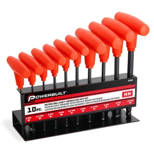 Powerbuilt 10 Pc. Metric T-Handle Hex Key Set W/Storage Rack, 2mm to 10mm-940202 - Bild 1 von 5