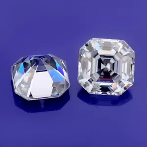 White D color VVS1 Asscher Cut Moissanite WIth Certificate Excellent Cut - Picture 1 of 9