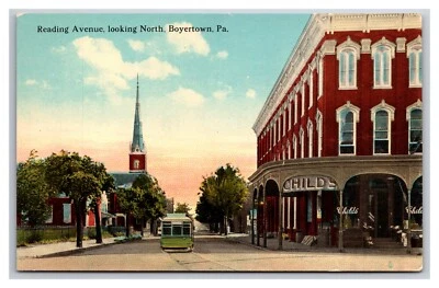 Tarjeta postal Reading Avenuie Street View Boyertown Pennysylvania PA UNP DB O24 Foto 1 de 2