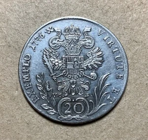 1776 V.C S. Austria 20 Kreuzers - Joseph II - silver coin - High grade - Rare - Picture 1 of 2