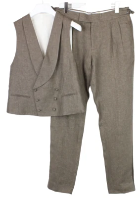 Traje Suitsupply Salvo / Braddon Tux Hombres Reino Unido 40S Lino Doble Pecho Marrón Foto 1 de 4