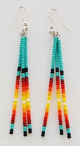 Native American Navajo Handmade Beaded Earrings - Picture 1 of 1