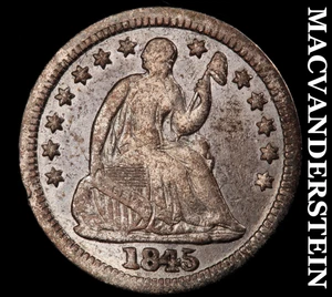 1845 Seated Liberty Half Dime - FS-502 RPD - Scarce  Very Fine  Better Date #G43 - Picture 1 of 2
