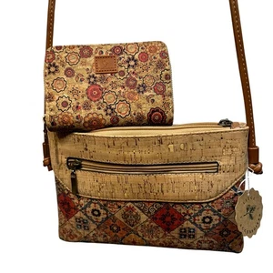 Cork Crossbody Purse & Wallet Set Portugal Vegan Floral Lightweight Travel Boho - Picture 1 of 19
