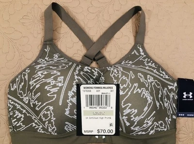 NEW..WOMEN 1X PLUS SIZE UNDER ARMOUR CONTINUUM PRINTED HIGH SUPPORT FITTED BRA - Image 1 of 4