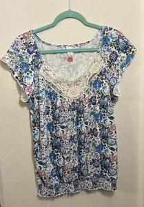 Camisa Floral Y2K XL Coqueta Años 90 Caprichosa Cottagecore Encaje Flores - Imagen 1 de 17