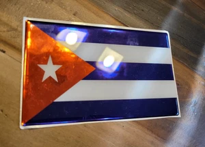 Domed Raised Urethane Cuban Flag Emblem Decal Reflective 6x4 inches - Picture 1 of 3