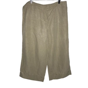 J Jill Damen Größe 14 Hellbraun Weites Bein Caprihose Seide Leinen Vorne flach Crop - Bild 1 von 9