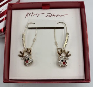 Pendientes colgantes BETSEY JOHNSON de reno brillante nuevos en caja - Imagen 1 de 8