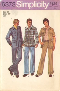 Simplicity 6373 Front Zip Shirt-Jacket & Cuffed, Fly Front Pants Sz 42 UNCUT - Picture 1 of 6