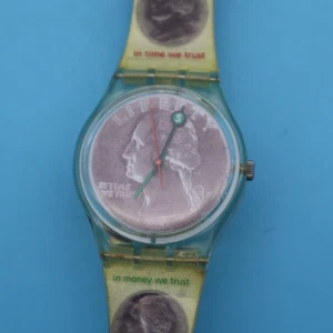 VINTAGE 1996 Swatch Uhr Time is Money Sesterce GK255 Swiss Made EX+ - Bild 1 von 5