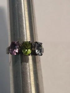 Vintage .925 Sterlingsilber blau grün Lavendel CZ Ring Gr. 6,5 - 3,3 g - Bild 1 von 6