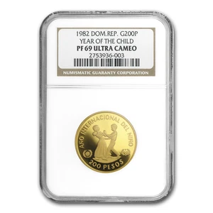 1982 Dominican Republic Gold 200 Pesos Children PF-69 NGC - Picture 1 of 3