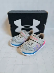 Under Armour Girls Assert 9 AC Sneakers Toddler 5K Gray Pink Purple w/ Box - Picture 1 of 5