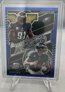 Contenders Optic X's & O's Fletcher Cox Jalen Hurts 2021 azul Prizm 55/99 - Imagen 1 de 2