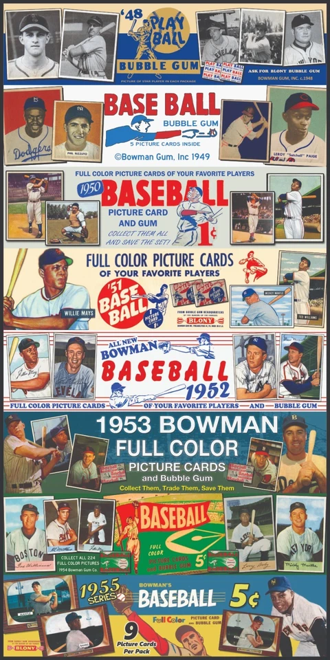 Tarjeta de béisbol Bowman 10"x20" 1948-1955 anuncio impresión PVC póster manto Robinson Foto 1 de 2