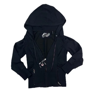 Guess Jeans Felpa Nera con Cappuccio e Charms Giacca Zip Completa Donna M Fitted Petite - Foto 1 di 11