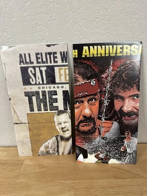 Lote de 2 pósters de caja de lucha libre profesional 22x17 Chris Jericho Terry Funk Cactus Jack Foto 1 de 3