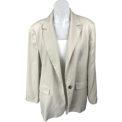 Blazer Abrigo Chaqueta Zara Mujer Beige Crema Manga Larga Un Botón Talla XL Foto 1 de 4