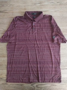 Tiger Woods Red Striped Golf Polo Shirt Mens Sz XL 60/2 Double Mercerized Cotton - Picture 1 of 5