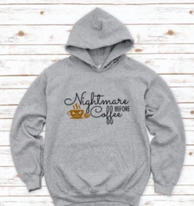 Sudadera con capucha gris unisex Nightmare Before Coffee - Imagen 1 de 2