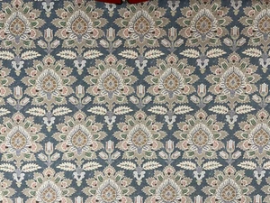 Tapicería ciega cortina vintage de tela de lino AZUL DAMASCO ARCE - Imagen 1 de 8
