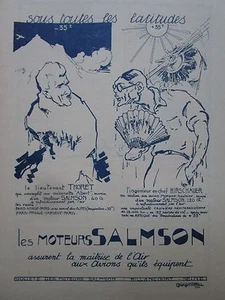 1927-1928 PUB MOTEUR SALMSON AVION GEORGES VILLA THORET HIRSCHAUER ORIGINAL AD - Imagen 1 de 1