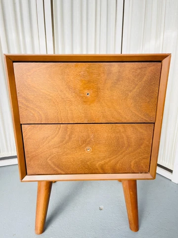 Mid Century Style Solid Wood 2-drawer Night Stand Cover