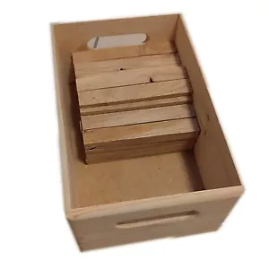 100 Holzbausteine inkl. Kiste & Deckel unbehandelt Eichenholz Maße 160 x 23 x8mm - Bild 1 von 10