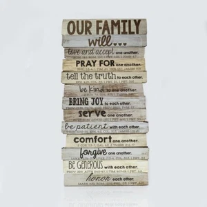 Our Family Will Stacked Wood Wall Plaque Rustic look wall plaque 29" x 15.25" - Picture 1 of 3