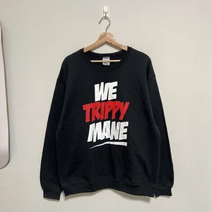 Vintage Juicy J Three 6 Mafia We Trippy Mane Crewneck Sweatshirt Sz Large Black - Picture 1 of 4
