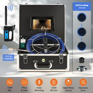 Secondhand 7" Self-Leveling Sewer Camera 100ft/30m Meter Counter 720P 32GB - Picture 1 of 16