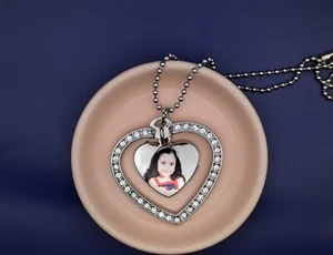Custom Photo Heart Necklace Gift Silver Stainless Steel Personalized Pic - Picture 1 of 1