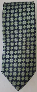 PIERRE CARDIN 100% Pure Silk Tie Necktie Lime Green & Navy Blue Geometric Square - Picture 1 of 3