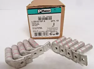 Box of 10 Panduit LCB1/0-10F-X Copper Lug Long Barrel 1/0 AWG 1 Hole #10 - Picture 1 of 8