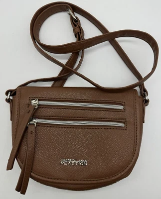 Bolso Bandolera Kenneth Cole Reaction Cuero Guijarro Marrón Cartera Alforja Usado en Excelente Condición Foto 1 de 4