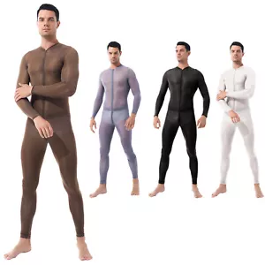 Herren Ganzkörperanzug Body Transparent Overall Jumpsuit Catsuit Reisverschluss - Bild 1 von 41