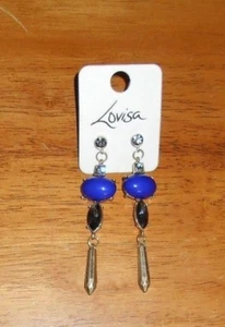 Hermosos Pendientes colgantes Lovisa dorados azules con pedrería transparentes para mujer - Imagen 1 de 2