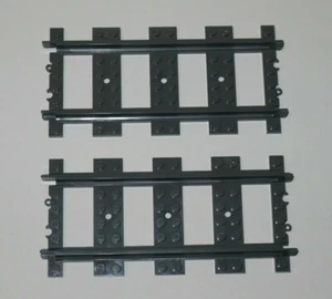 Lego ® Lot 2 RC Rail Droite Chemin de Fer Train Dark Stone Grey 53401 NEW - Picture 1 of 1
