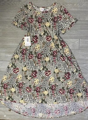 Nuevo con etiquetas Vestido LuLaRoe Mediano Carly Rosas Floral Guepardo Leopardo Estampado Animal Foto 1 de 2